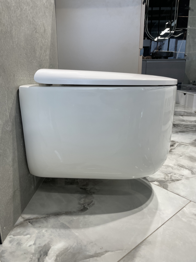 Унитаз подвесной Boheme Flow Белый глянец c крышкой, Торнадо 969-SET-W