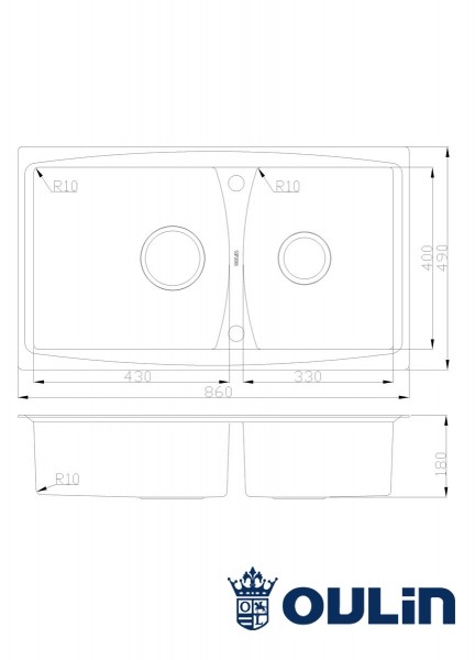 Oulin OL-S8203 кухонная мойка satin 86x49 см