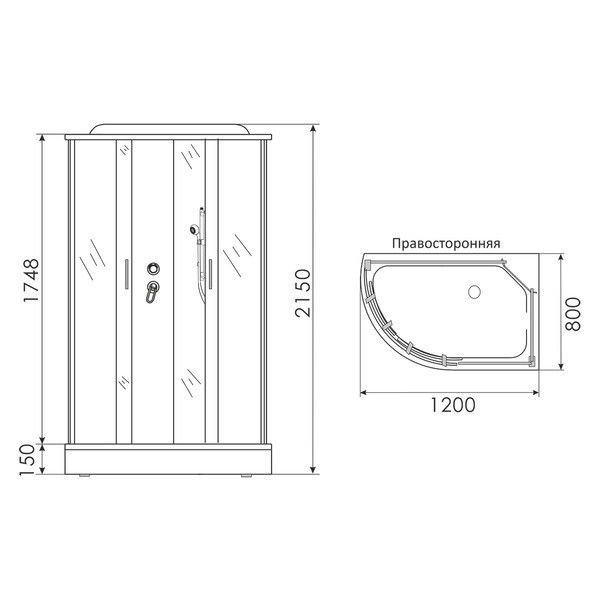 Erlit ER 3512TPR-C3 Душевой бокс 120*80*215 R