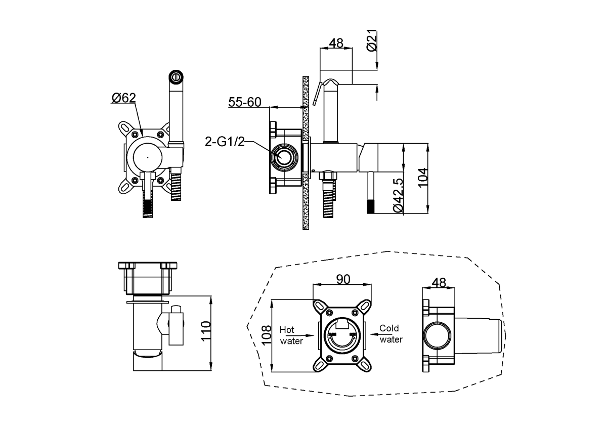 Гигиенический душ Boheme Uno Brushed Bronze 467-BRB