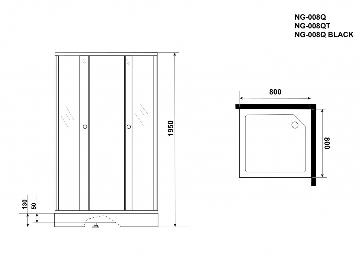 Душевой уголок 80x80 Niagara NG 008-14Q BLACK _0081452QB