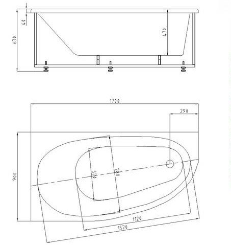 Акватек Дива KAR-0000026 каркас сборный к ванне левый/правый 170x90 см