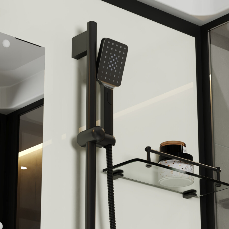 Душевая кабина Niagara Standart ST100/15Q/BL (100х100х215) поддон 15см,распашная,черный,3 места