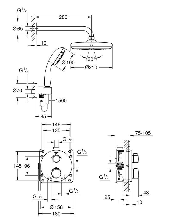 Grohe Grohtherm 34727000 душевая система с термостатом