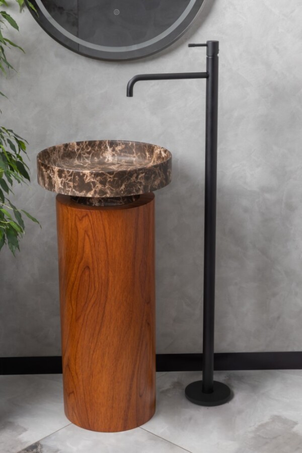 Смеситель для раковины напольный Boheme Uno Черный матовый 107-B