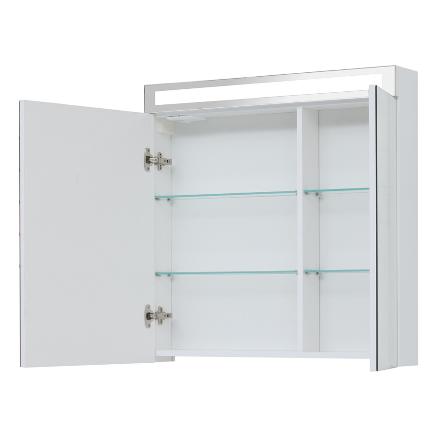 Dreja шкаф зеркальный подвесной Мах 80 см с подсветкой белый глянец 77.9009W