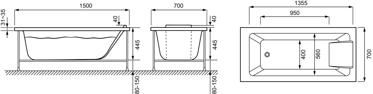 Jacob Delafon Sofa 150*70 ванна акриловая прямоугольная E6D300RU-00