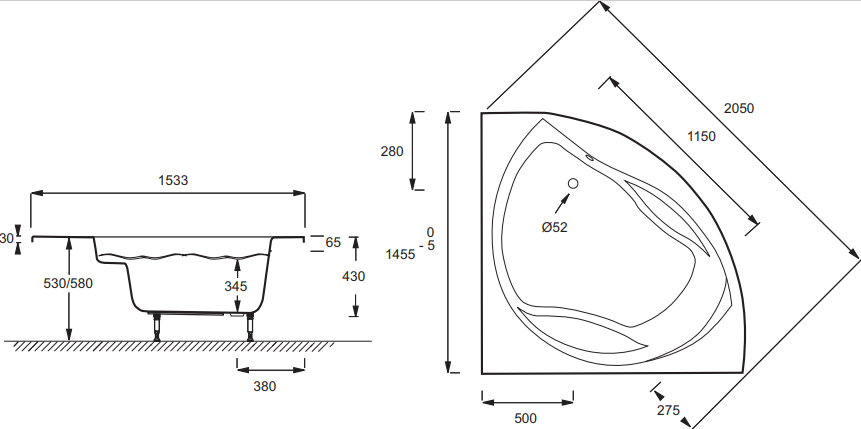 Jacob Delafon Presqu'ile SF045RU-NF каркас для угловой ванны 145x145 см