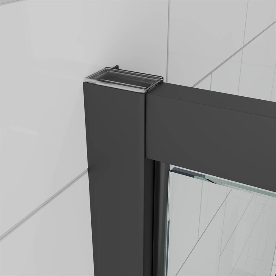 Душевой угол Veconi Ottimo P30SP B (70×70×190) распашная, профиль чёрный матовый, стекло матовое OP30B-SP-7070-07-C9