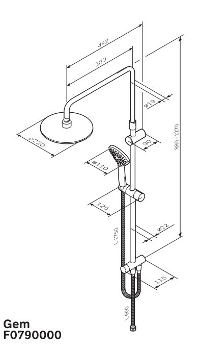 Am.Pm Gem ShowerSpot F0790000 Душевая система без излива