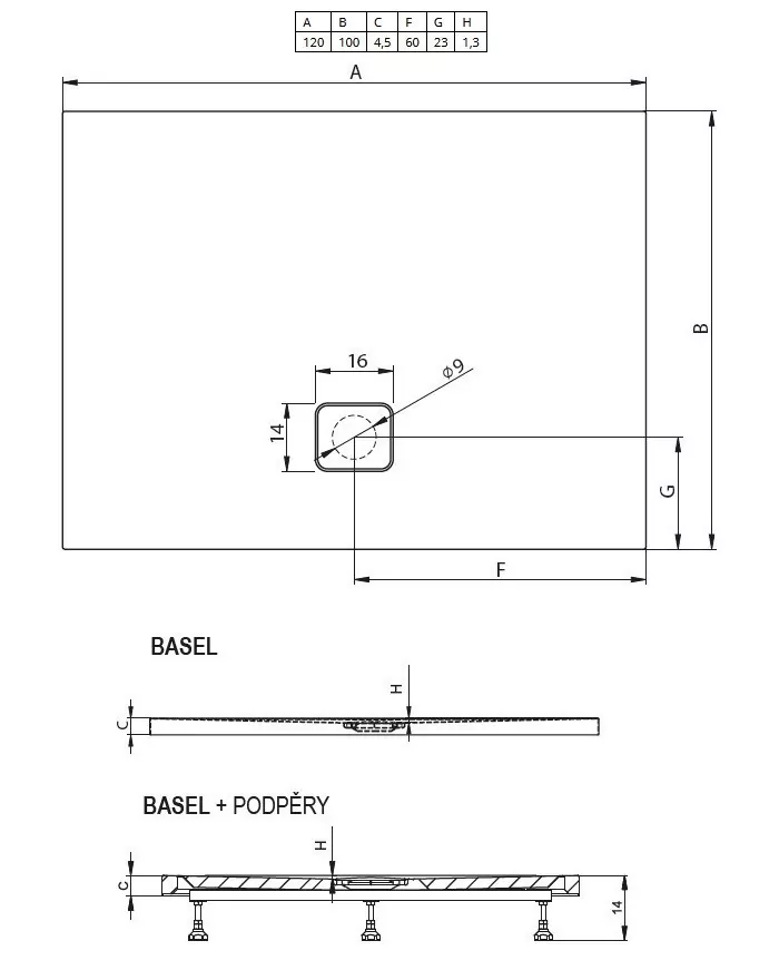 Riho Basel 432 душевой поддон акриловый 120х100 DC360050000000S