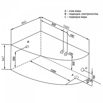 Aquanet Augusta 170*90 ванна акриловая асимметричная R