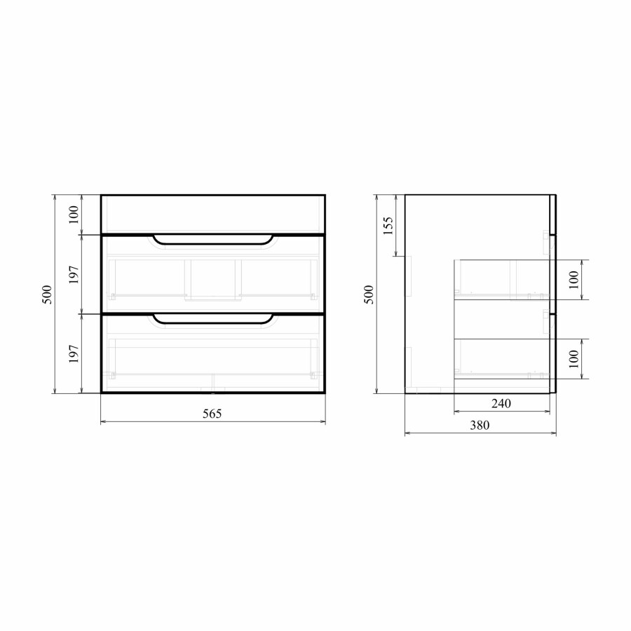 Mirsant Soho Quadro 60/2 тумба подвесная с доводчиком (раковина Fest-60) УТ000057014