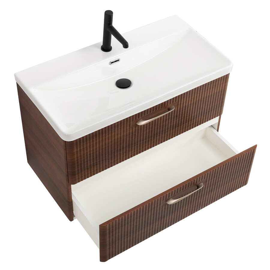 Подвесная тумба с раковиной Belbagno DUE 80 см Noce DUE-800-2C-SO-NOCE-P BB-8076-3-80