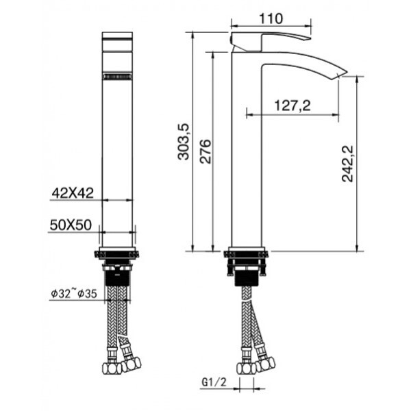 Cмеситель для раковины Grocenberg GB3007BL Черный матовый