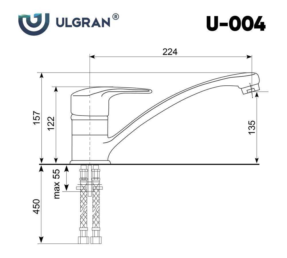 Смеситель для кухни Ulgran U-004-308 черный