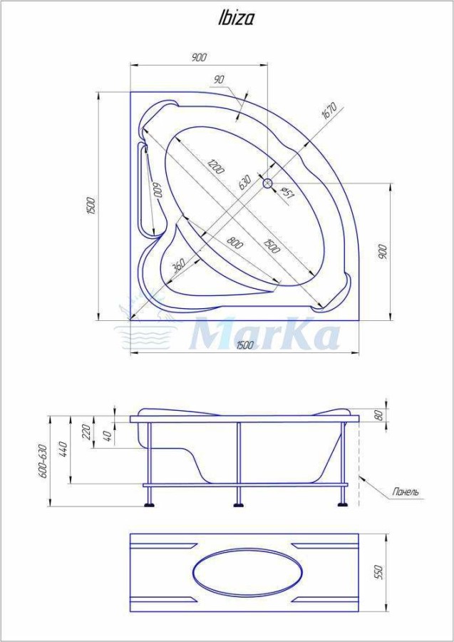 1 Marka Ibiza У12503 каркас для ванны