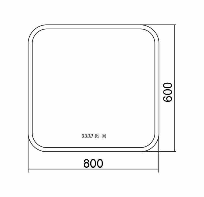 Azario Стив зеркало 80х60 bluetooth+подогрев+часы внешней настройки+сенсор выкл LED-00002377