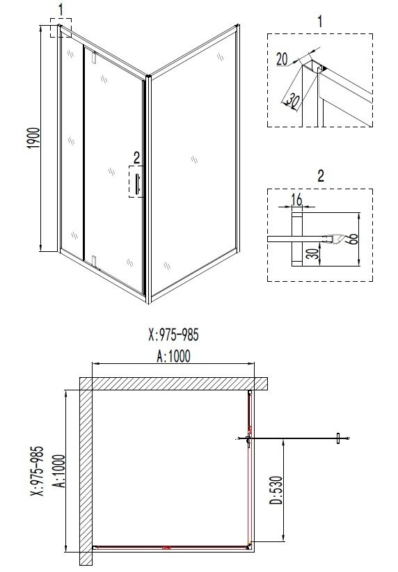 Душевой уголок 100x100 Niagara NG 6602-08 66020811