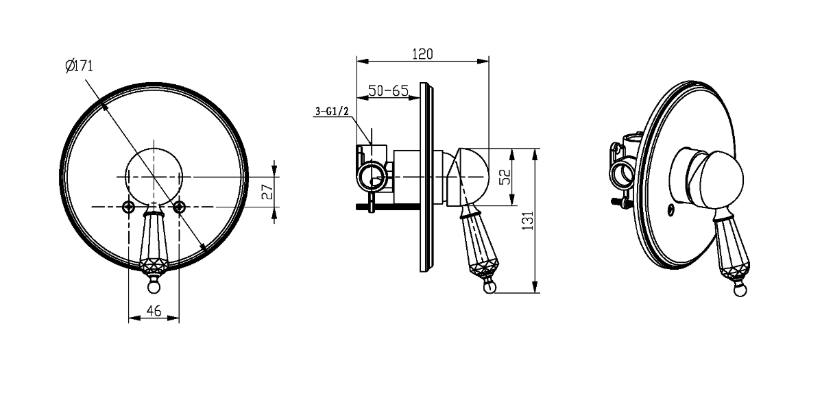 Смеситель для душа встраиваемый Boheme Provanse смесители Бронза 365