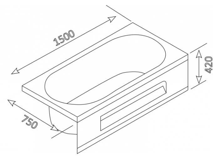 Ванна акриловая Appollo TS-1501Q 150x75 см прямоугольная