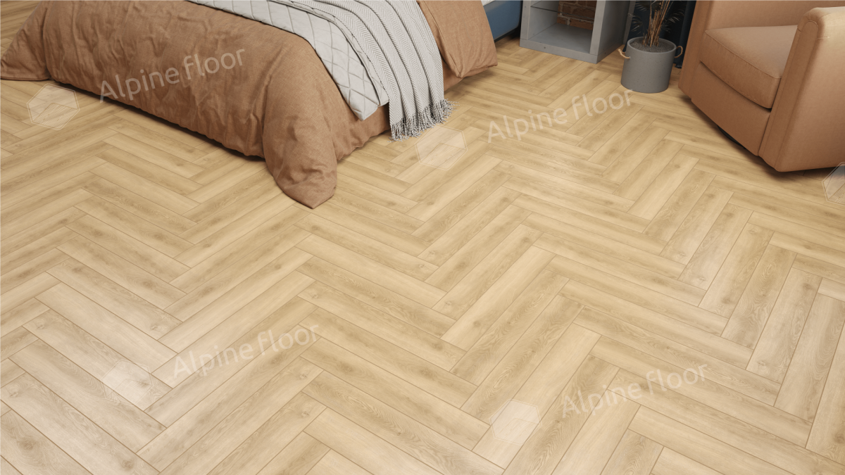 Ламинат Alpine Floor Herringbone LF102-5A Дуб Шампань 606 х 101 х 8 mm