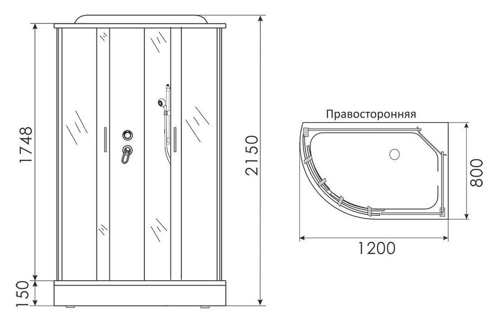 Erlit ER 3512PL-C3 Душевой бокс 120*80*215 L