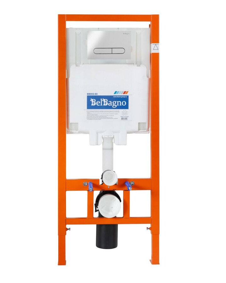 BB002-80/BB005-PR-CHROME Система инсталляции для подвесных унитазов BelBagno BB002-80 с кнопкой смыва BB005-PR-CHROME