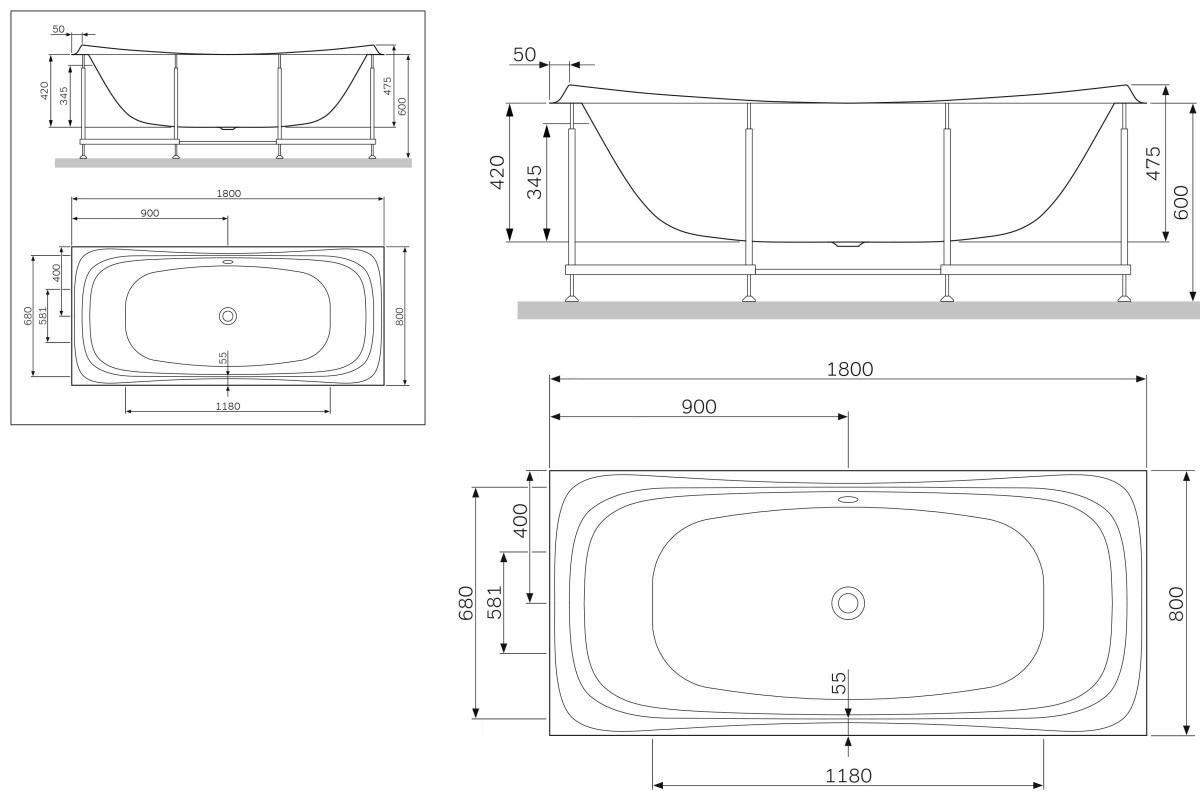 Am.Pm Sensation W30A-180-080W-P фронтальная панель для ванны A0 180х80 см