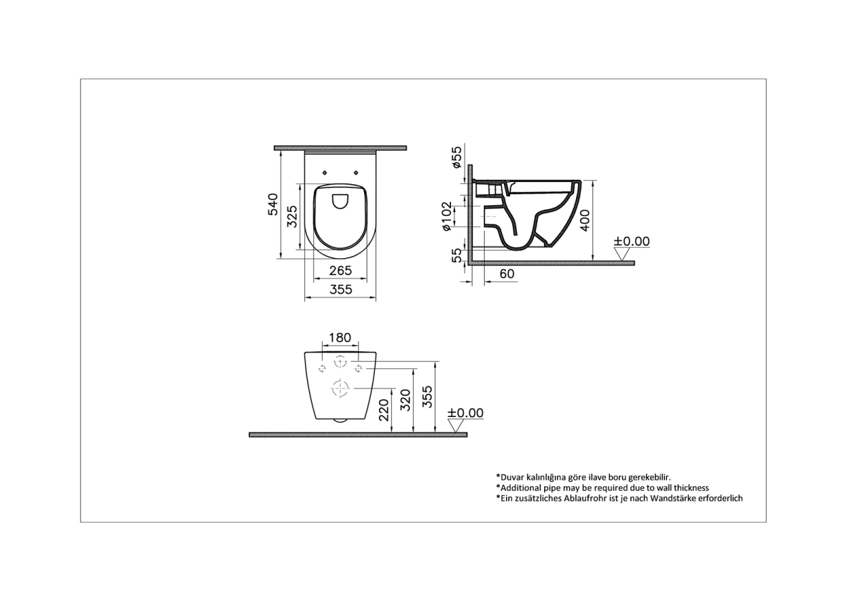 Vitra Mia Round унитаз подвесной безободковый без сиденья 7510B003-0075