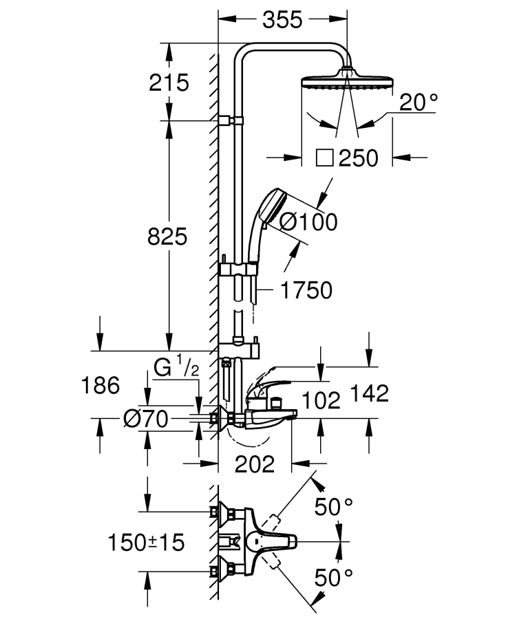 Grohe Tempesta Cosmopolitan душевая система 26693000