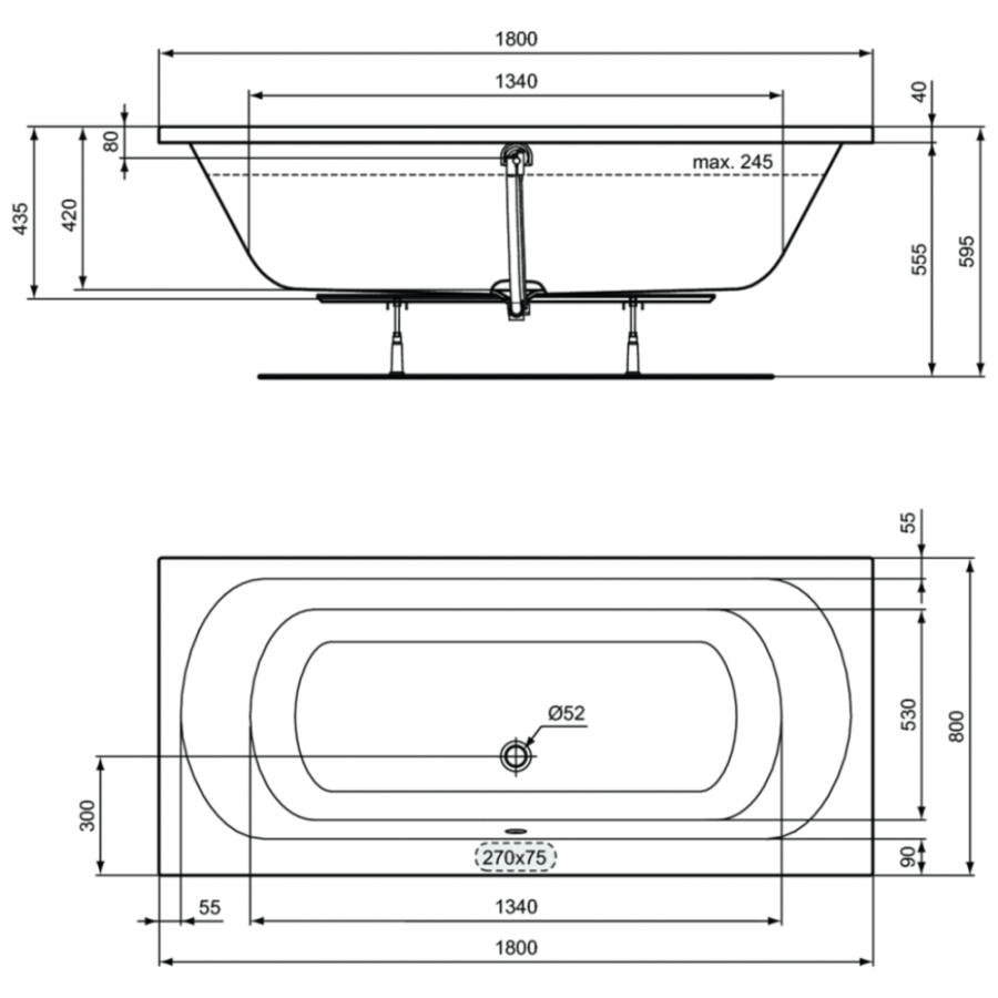 Ideal Standard Simplycity ванна акриловая прямоугольная 180х80 W004601