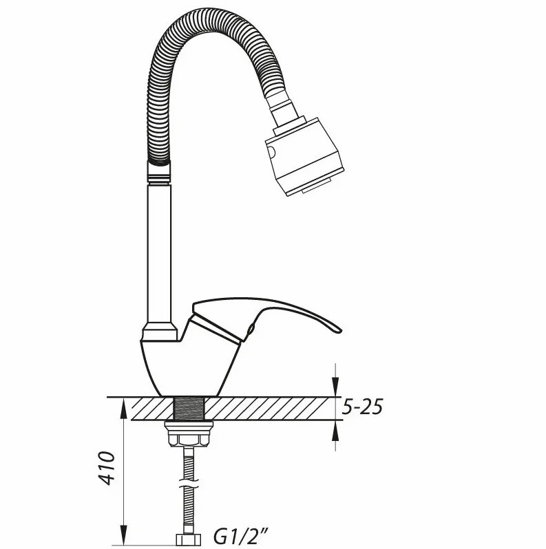 Zerix YUB Reflector 181 Смеситель для кухни с гибким рефлекторным изливом Хром ZX1199