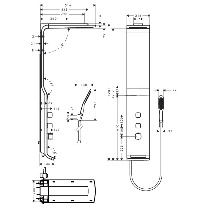 Hansgrohe Raindance Lift 27008400 180 2jet Душевая система без излива