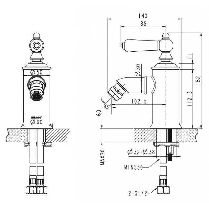 Bravat Art F375109G смеситель для биде