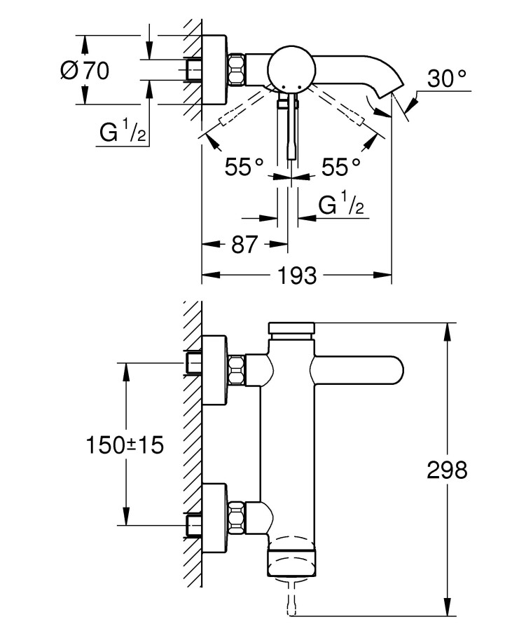 Grohe Essence New 33624A01 смеситель для ванны графит