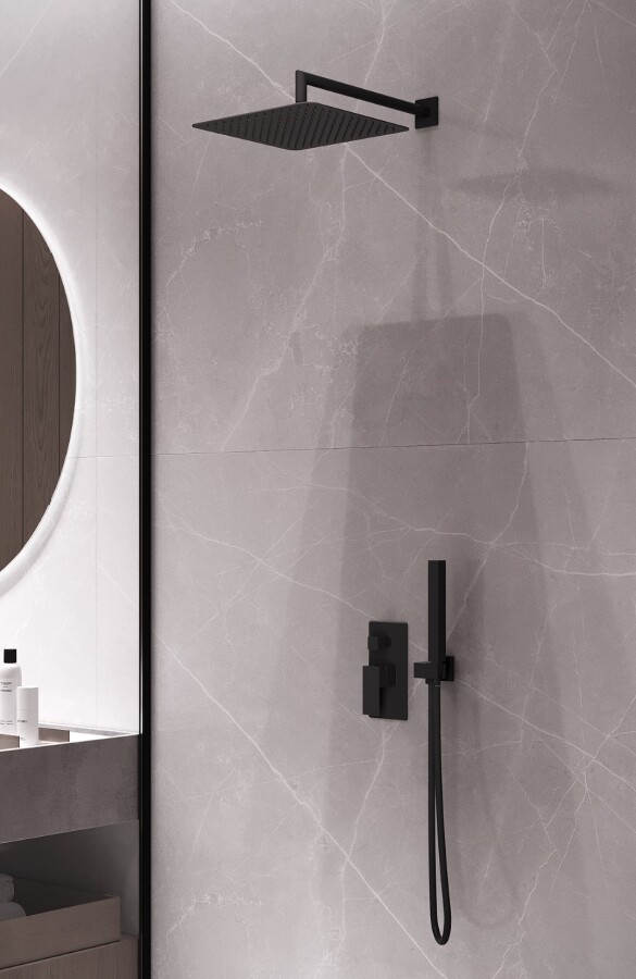 Душевая система без излива Boheme Qubic Matt Black 474-3-B