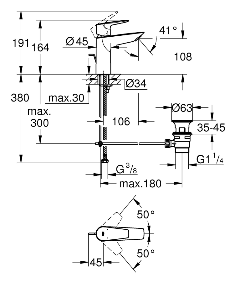 Grohe BauEdge смеситель для раковины 23758001