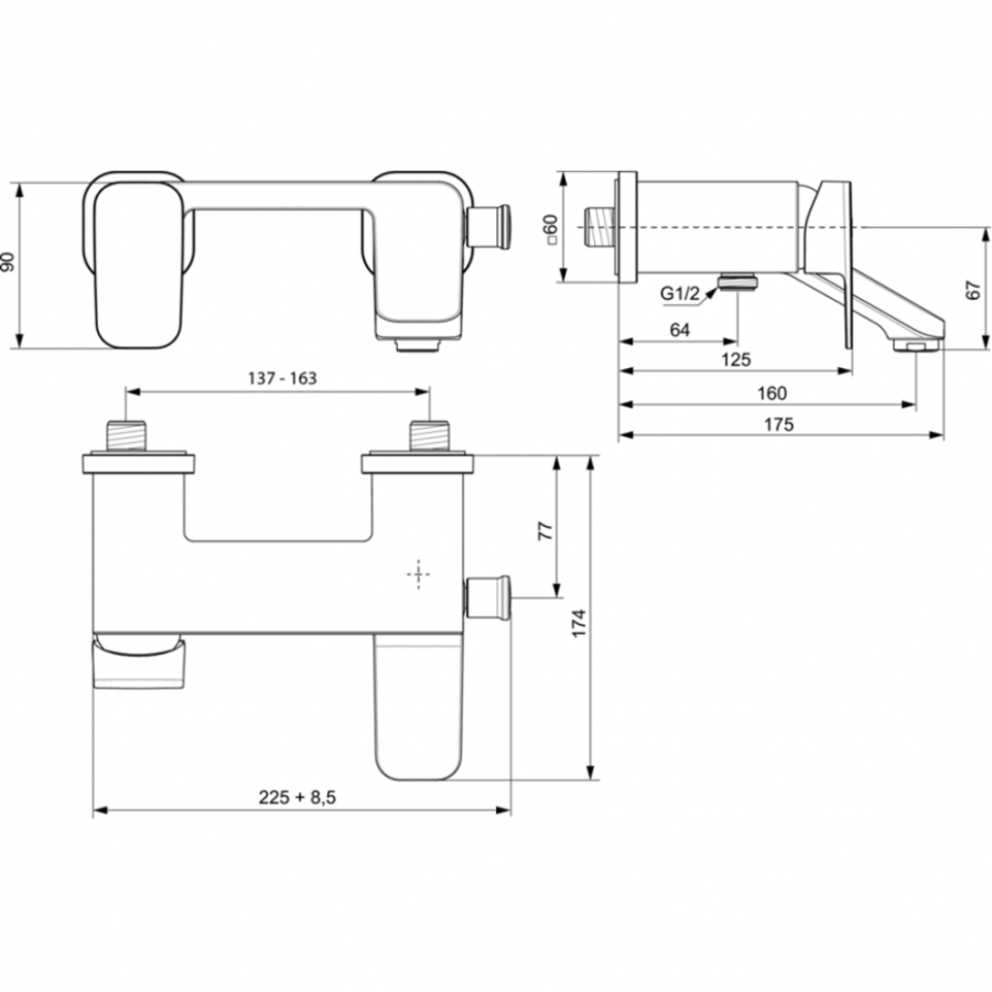 Ideal Standard Tonic смеситель для ванны A6338AA