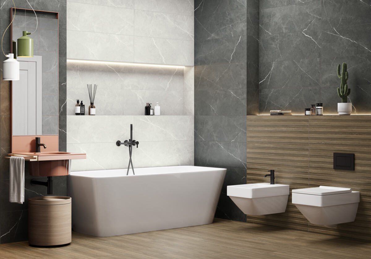 Delacora Rockstyle Graphite Керамическая плитка настенная 300 x 900 x 10.5 WT93ROK25