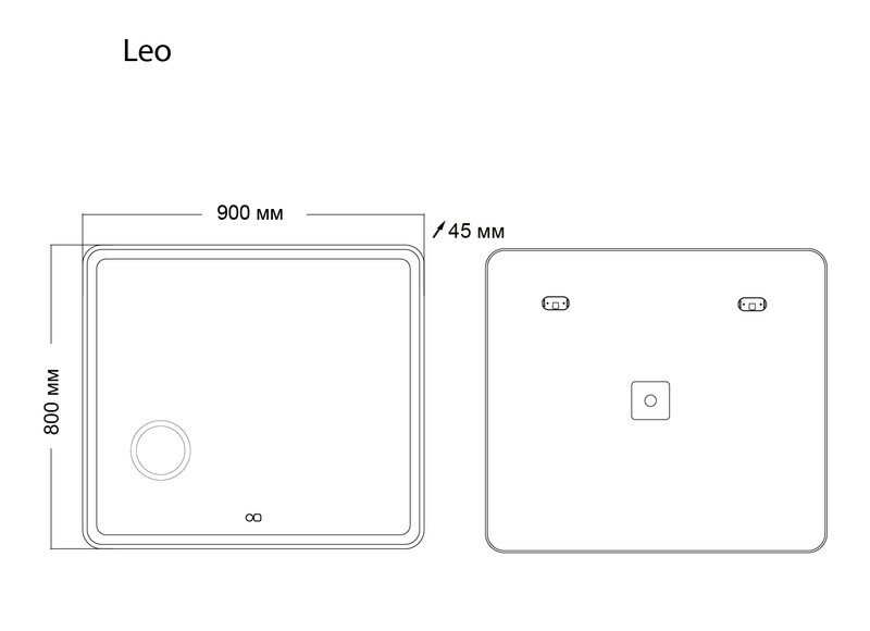 Зеркало Grossman LEO (900*800*45) LED с сенсорным выкл., подогревом и увеличительным стеклом 169080