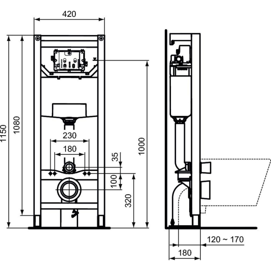 Ideal Standard инсталляция для подвесных унитазов R009667