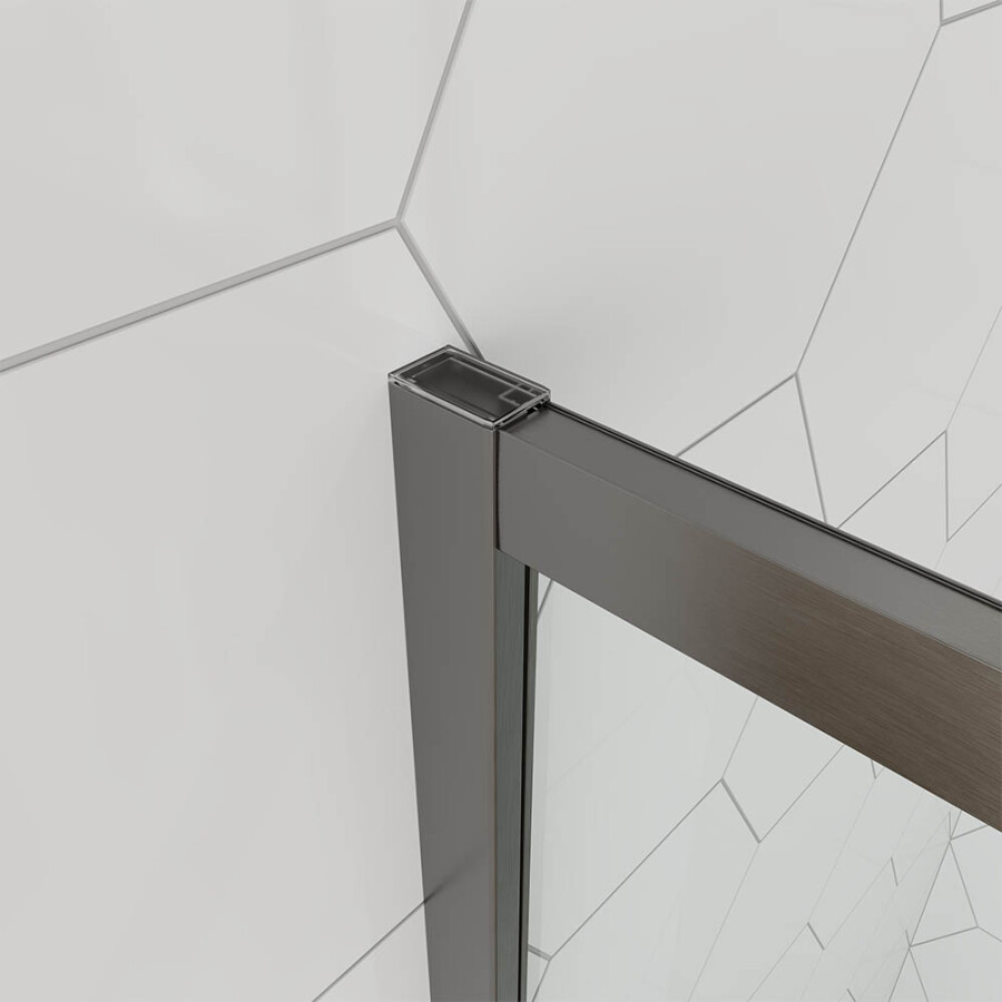 Душевой угол Veconi Ottimo P10 GR (90×90×190) распашная, профиль брашированный графит, стекло матовое OP10GR-9090-07-C9
