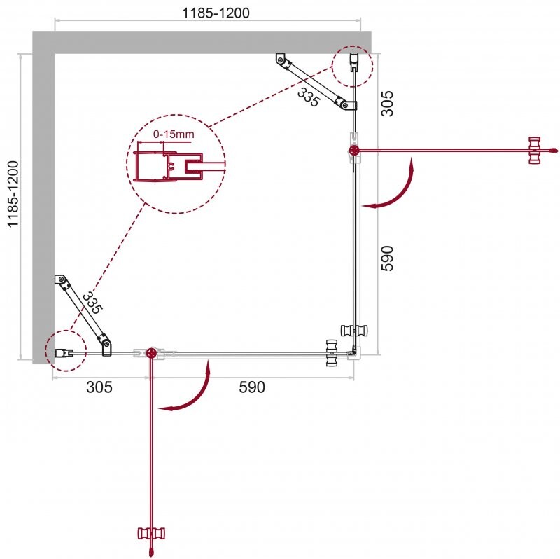 BelBagno душевое ограждение ETNA-A-22-120-C-Cr 120х120х195