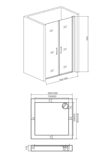 BAS PANDORA SD-100-T-CH душевые двери 100 см ПД00054