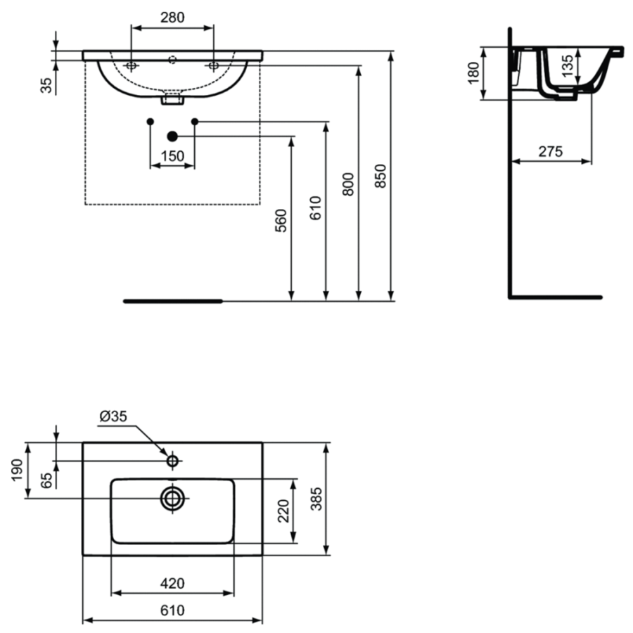 Ideal Standard i.life раковина 61х39 см T459001