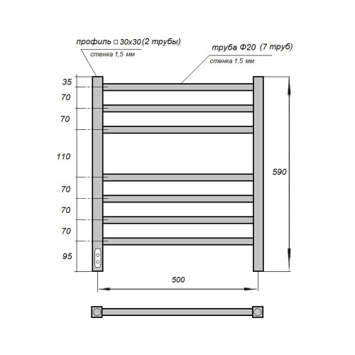 Point Веста полотенцесушитель электрический 50х60 PN70756BR