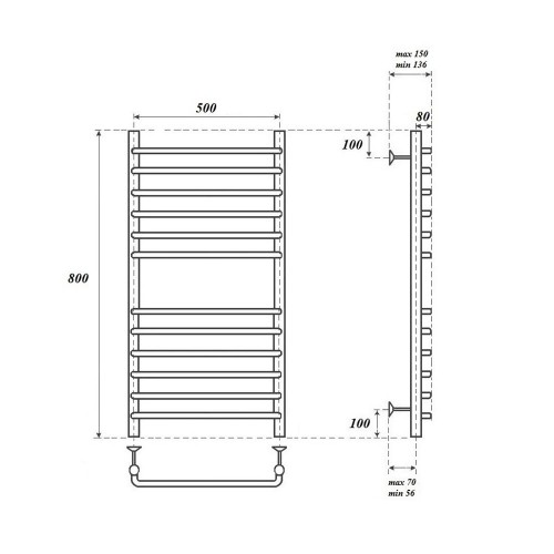 Point Нептун полотенцесушитель электрический 50х80 PN09158SE