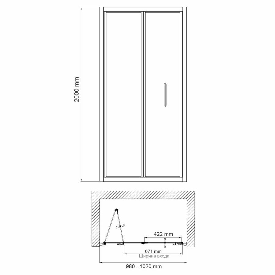 Wasserkraft Wesew 78F душевая дверь 100 см 78F12