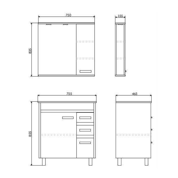 Comforty. Зеркало-шкаф Марио-75 дуб темный 00-00004159CF